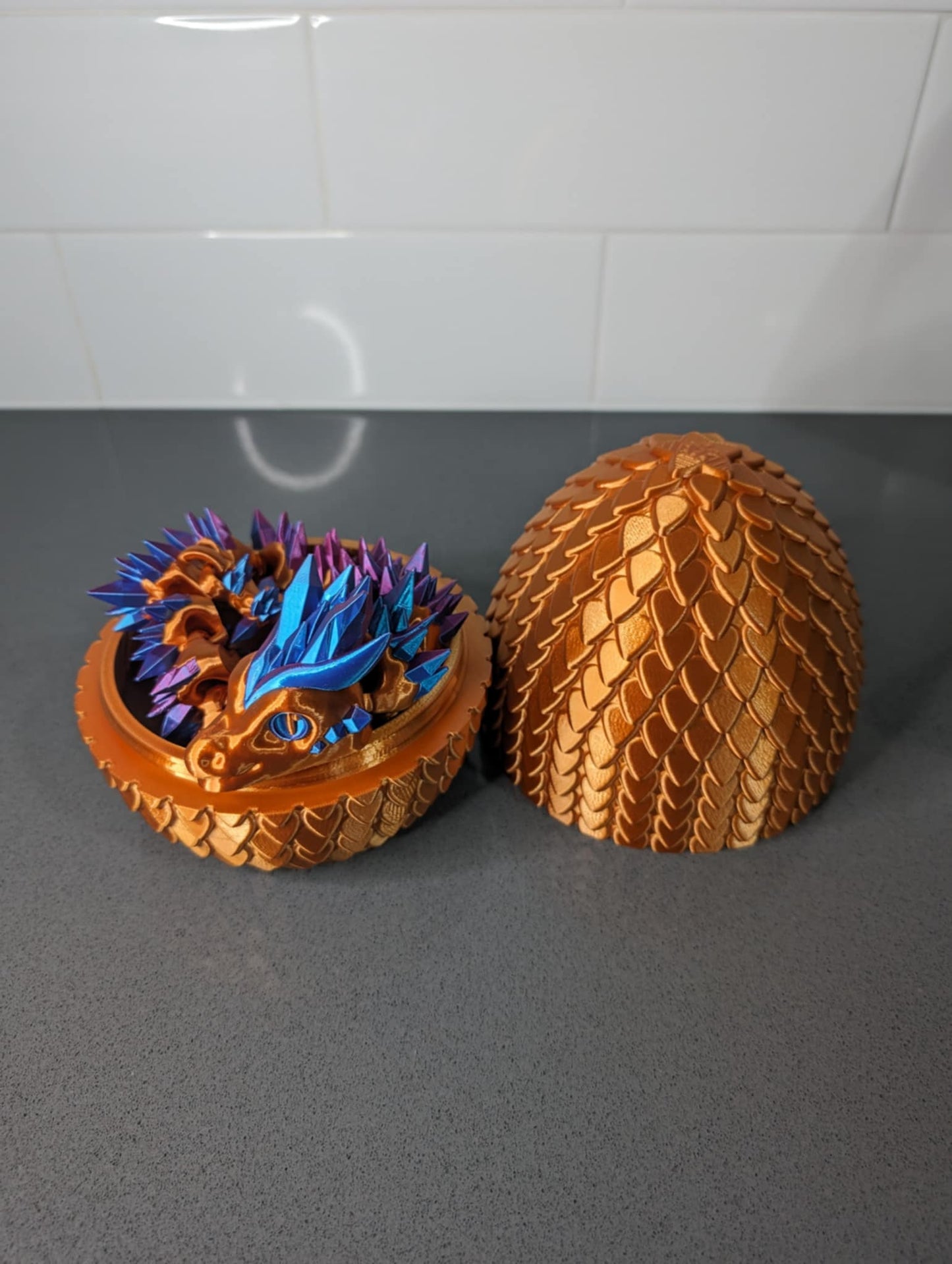 Articulated crystal dragon and egg combo