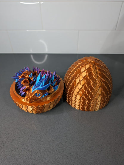 Articulated crystal dragon and egg combo